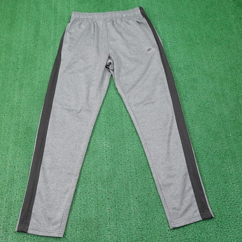 LEG3ND Pants Mens M Gray Track Athletic Side Stripe Elastic Waist Jersey Workout